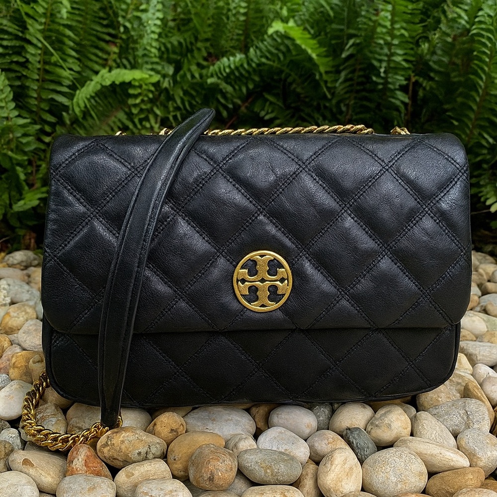 NEW Tory Burch Willa Black Leather Large Convertible Shoulder Bag/Crossbody Bag - Picture 2 of 16